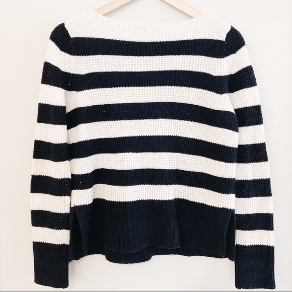 Gap Navy + Cream Stripe Knit Boatneck Sweater - Picture 3 of 3